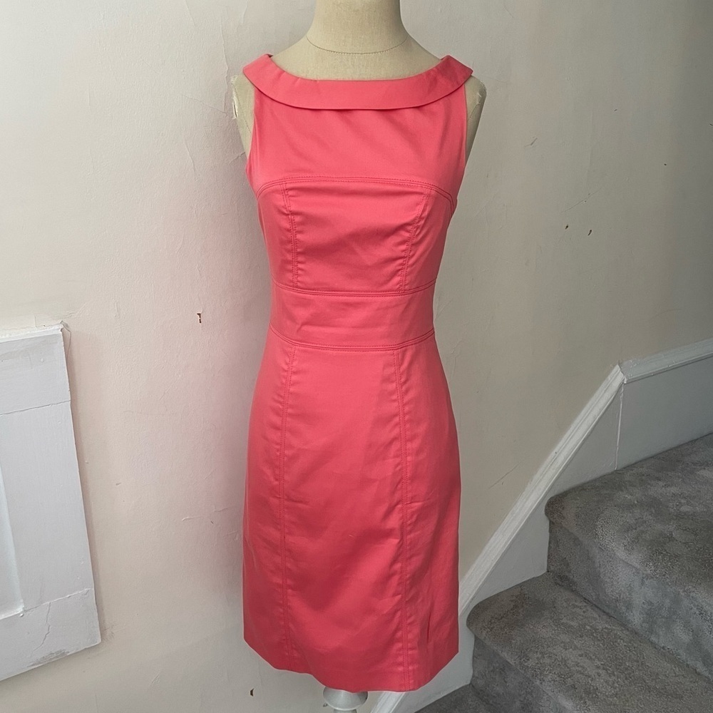 Sinclair 10 Pink Stretch Cotton Sleeveless Fitted Sheath Dress EUC Size 2